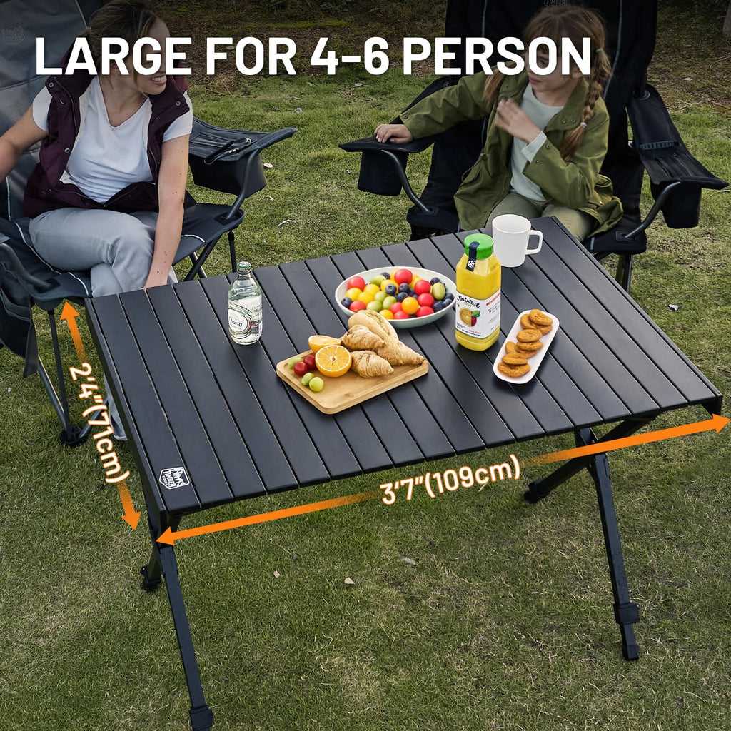 Folding Camping Table Adjustable Height Lightweight Aluminum Black R38578