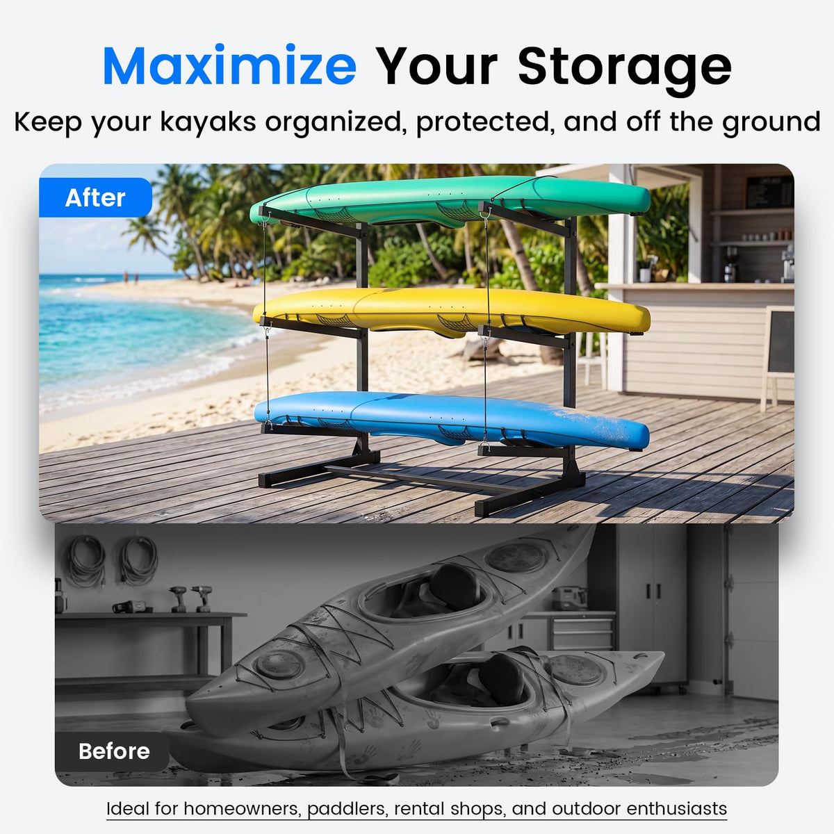 Kayak Storage Rack, Freestanding Steel Stand I504626