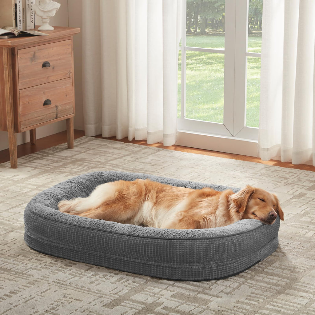 XL Grey Memory Foam Orthopedic Dog Bed with Washable Cover V7867