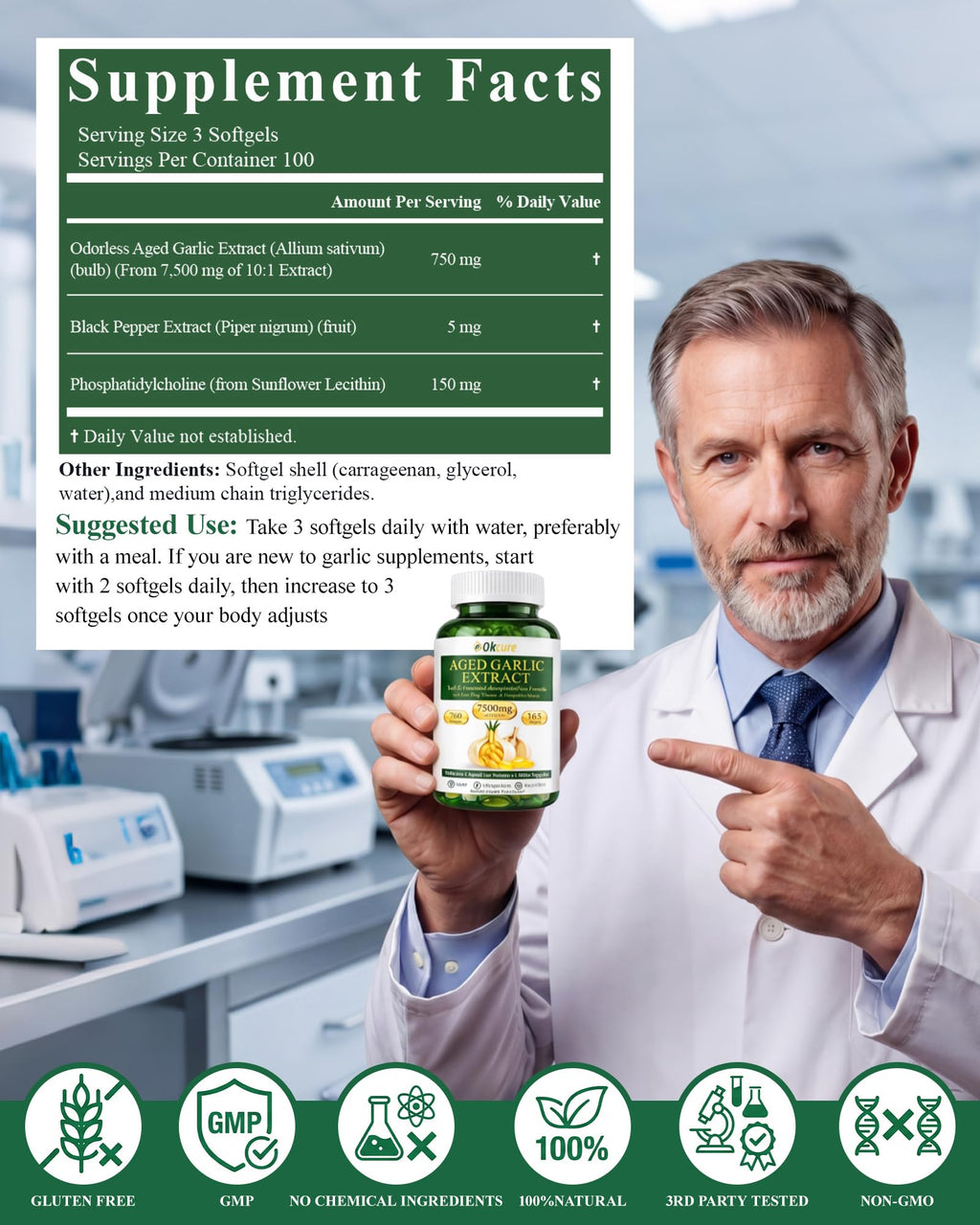 Odorless Garlic Supplement 300 Softgels U505688