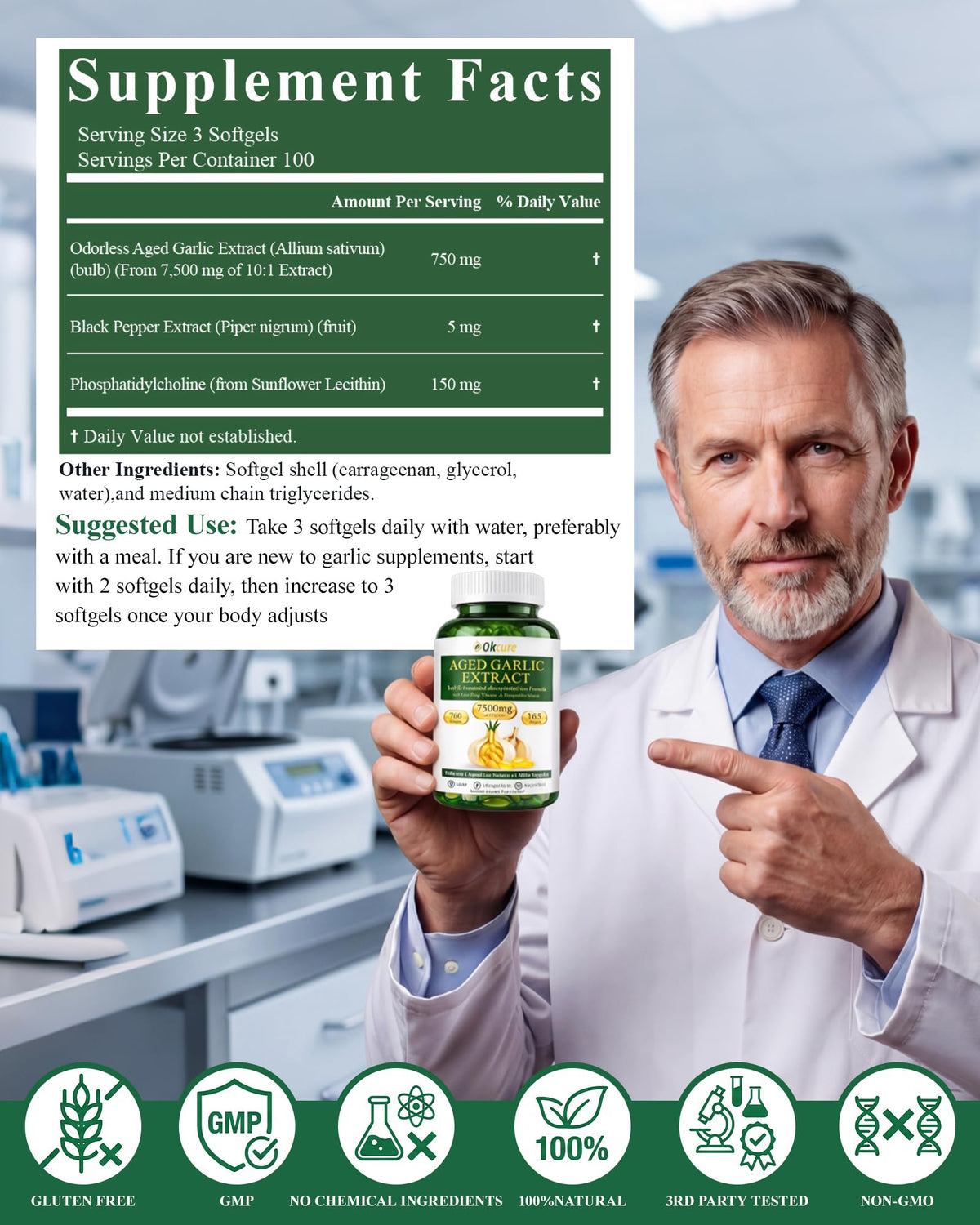 Odorless Garlic Supplement 300 Softgels U505688