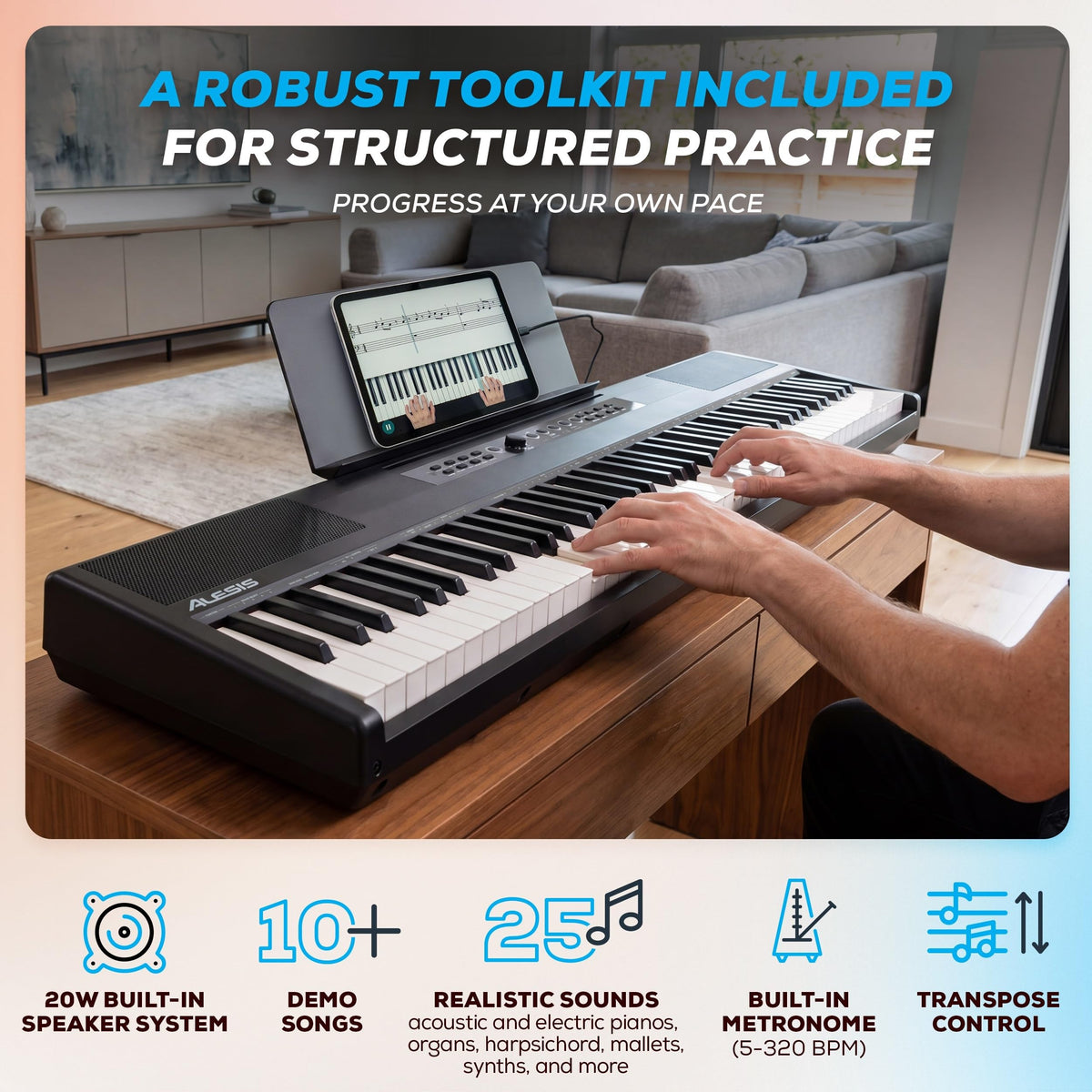 88-Key Weighted Digital Piano with Hammer Action D89101