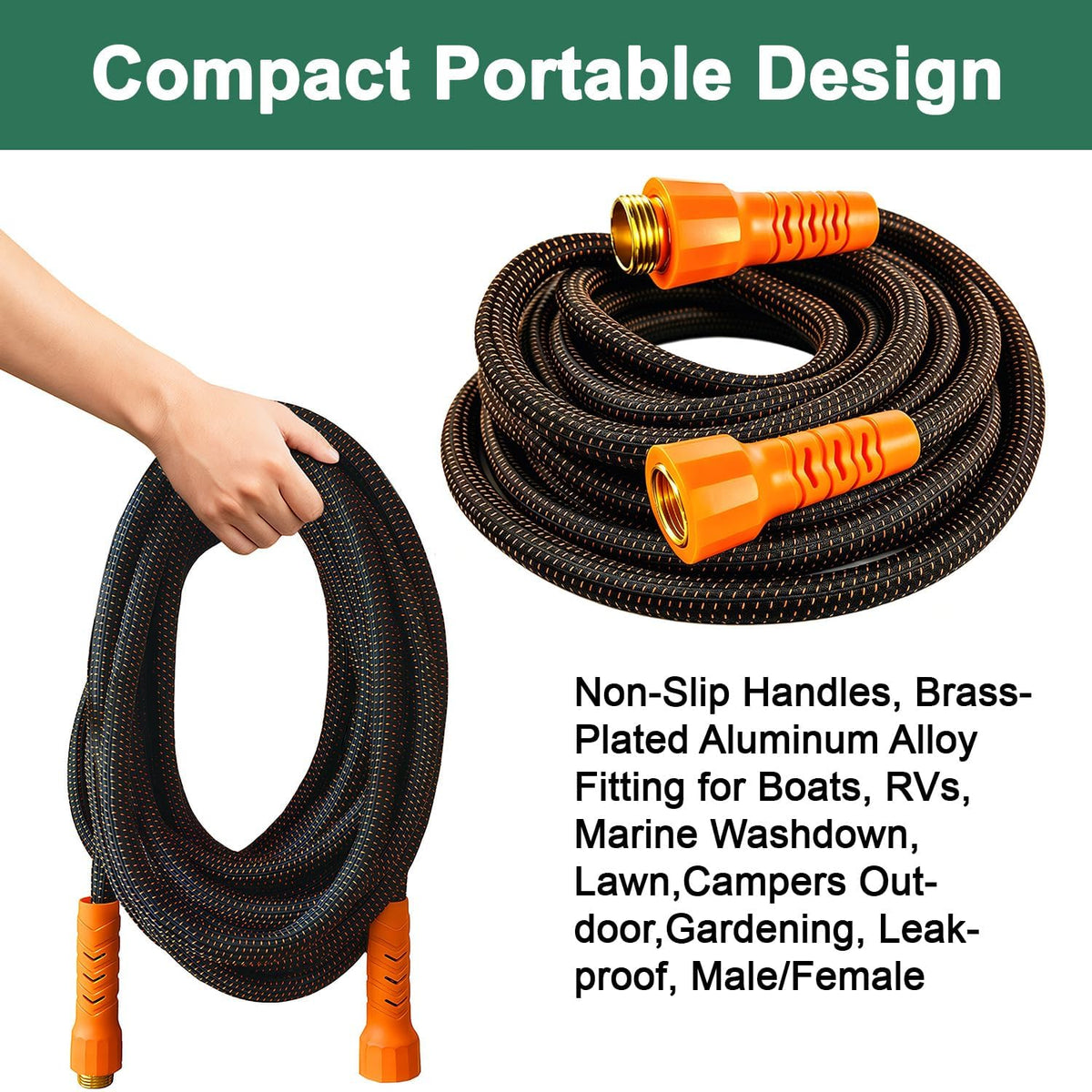 100FT Flexible Garden Hose with 10 Modes Nozzle S8013