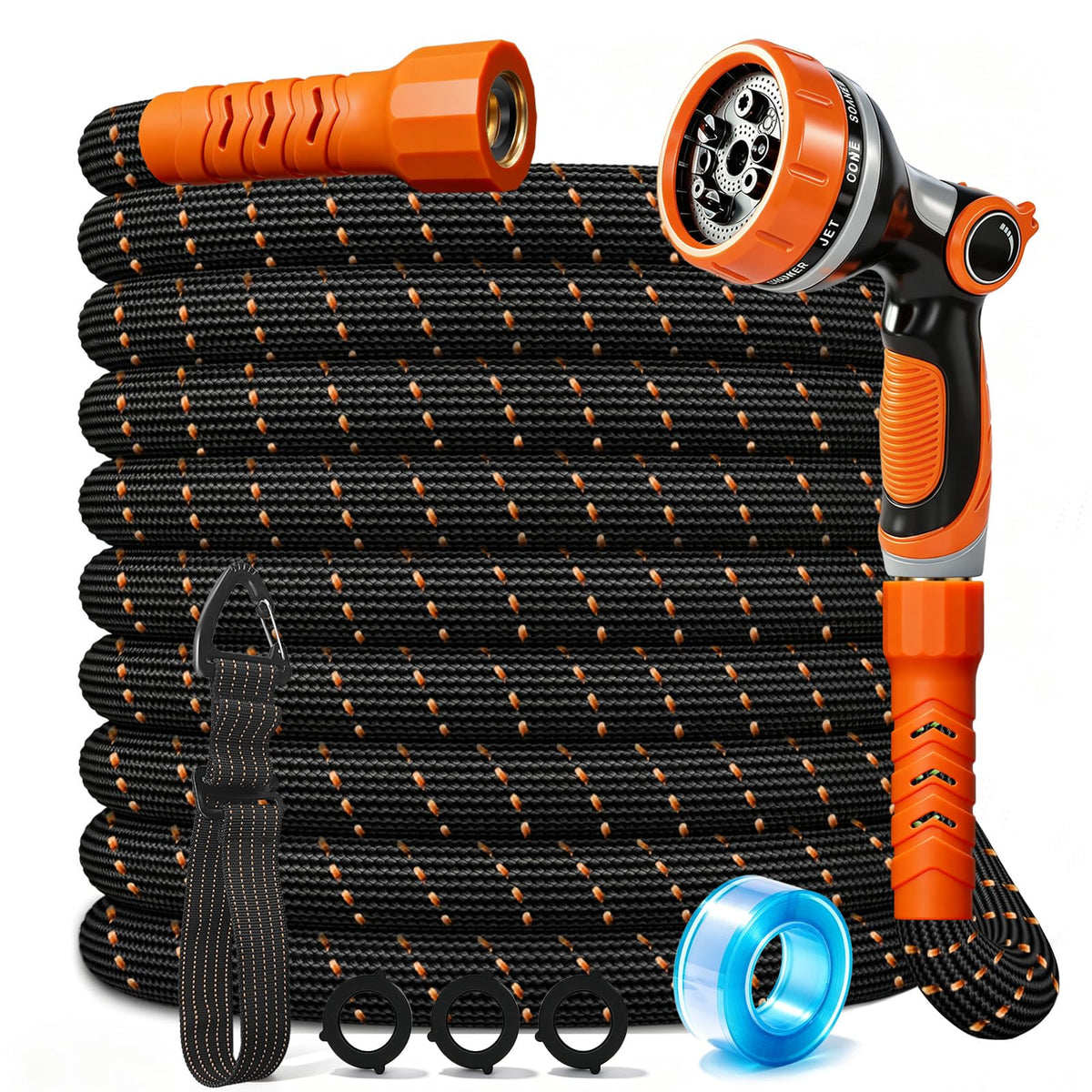 100FT Flexible Garden Hose with 10 Modes Nozzle S8013