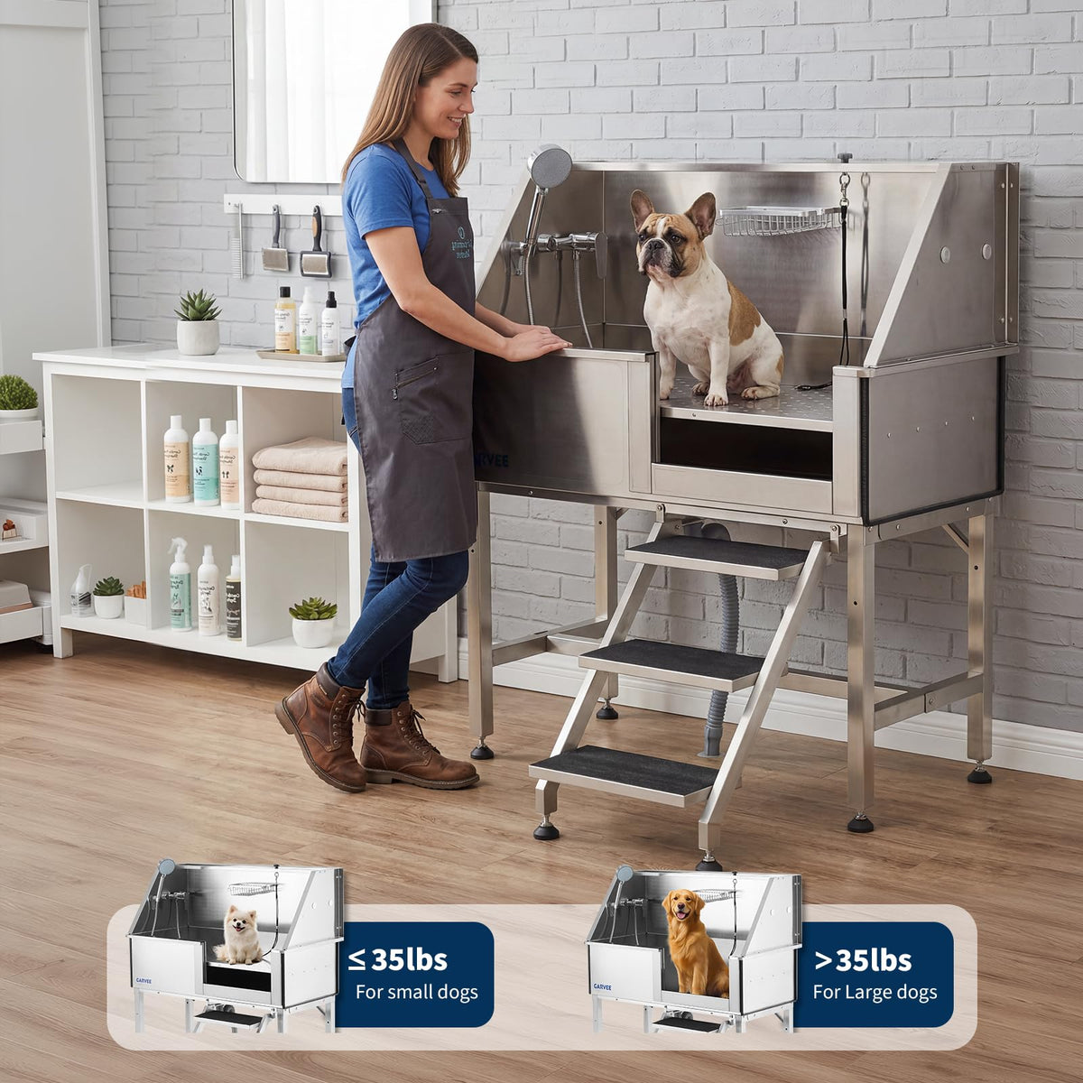 46 Inch Stainless Steel Dog Grooming Tub I77496