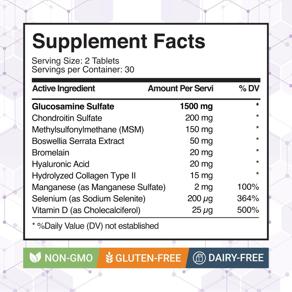 Glucosamine Chondroitin MSM Dietary Supplement 60 Tablets B4668