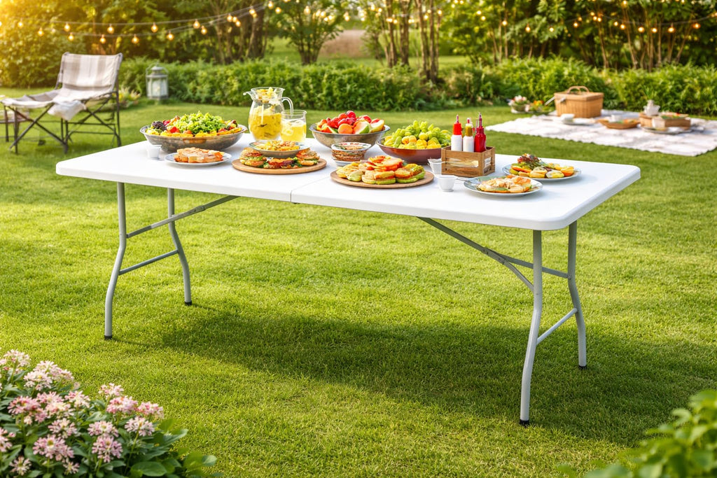 6FT Plastic Folding Table with Lock and Handle H540