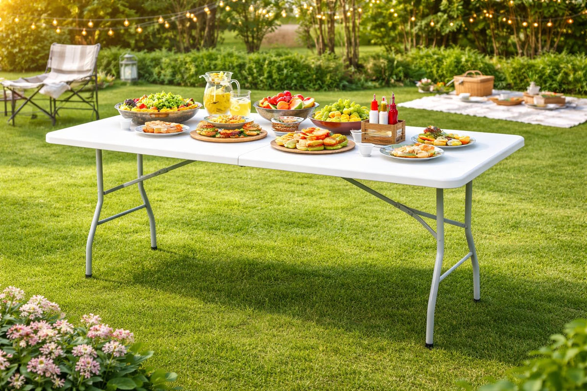 6FT Plastic Folding Table with Lock and Handle H540