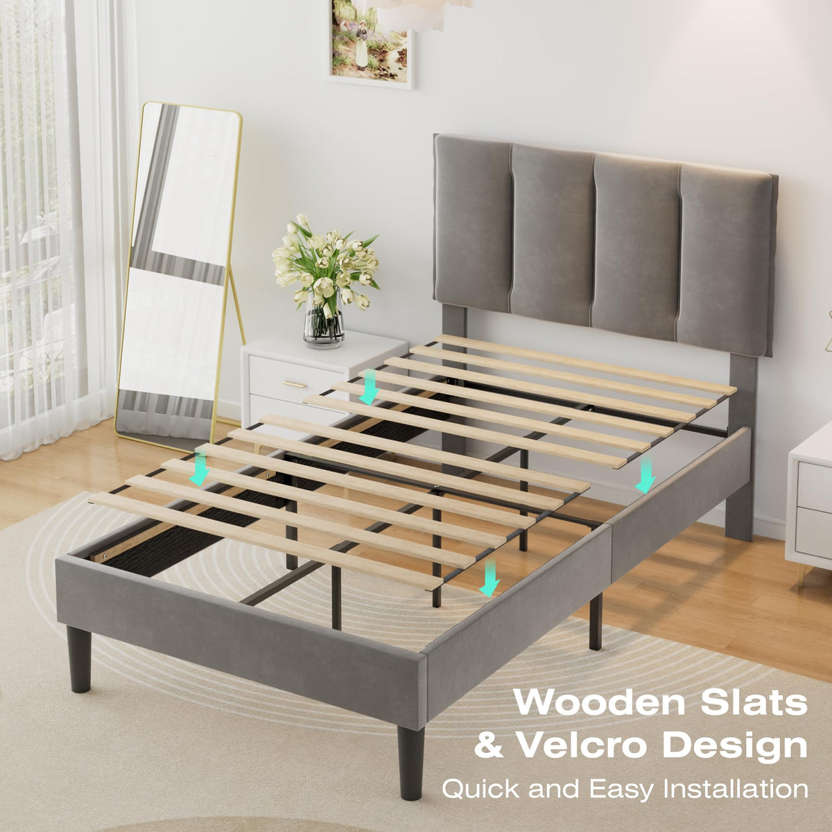 Twin Size Upholstered Bed Frame A152