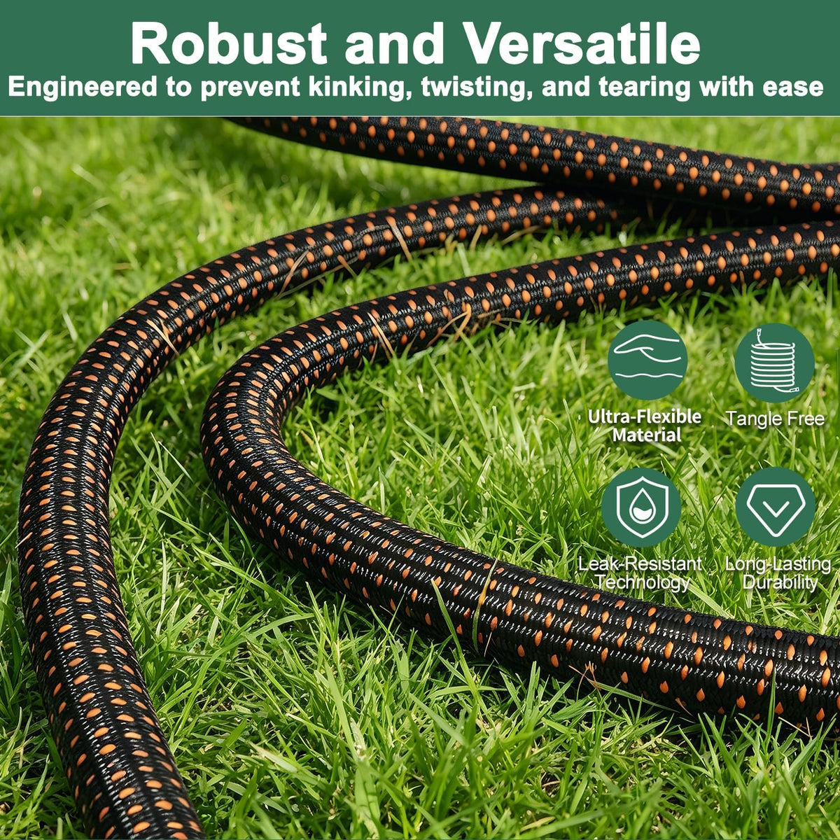 100FT Flexible Garden Hose with 10 Modes Nozzle S8013