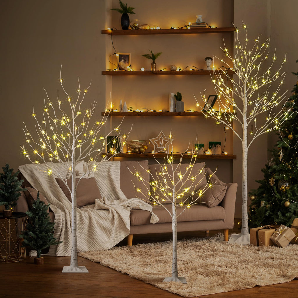 LED Birch Tree Light Set 4ft 6ft 8ft Warm White 3-Pack L666