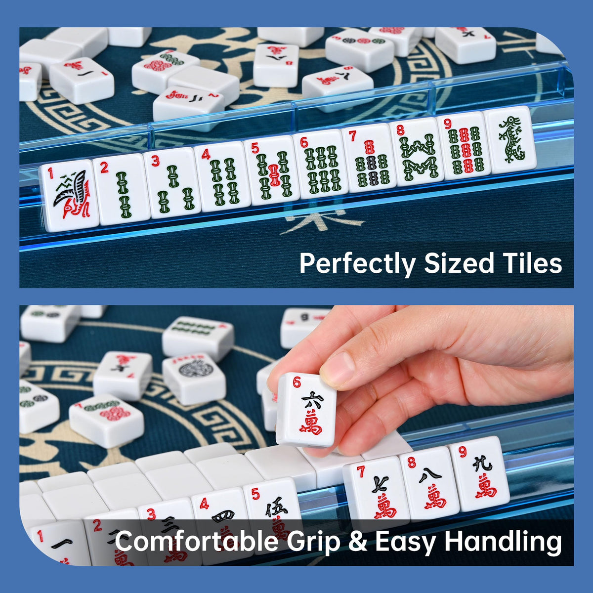 166 Tiles Mahjong Game Set with Blue Carrying Bag E436