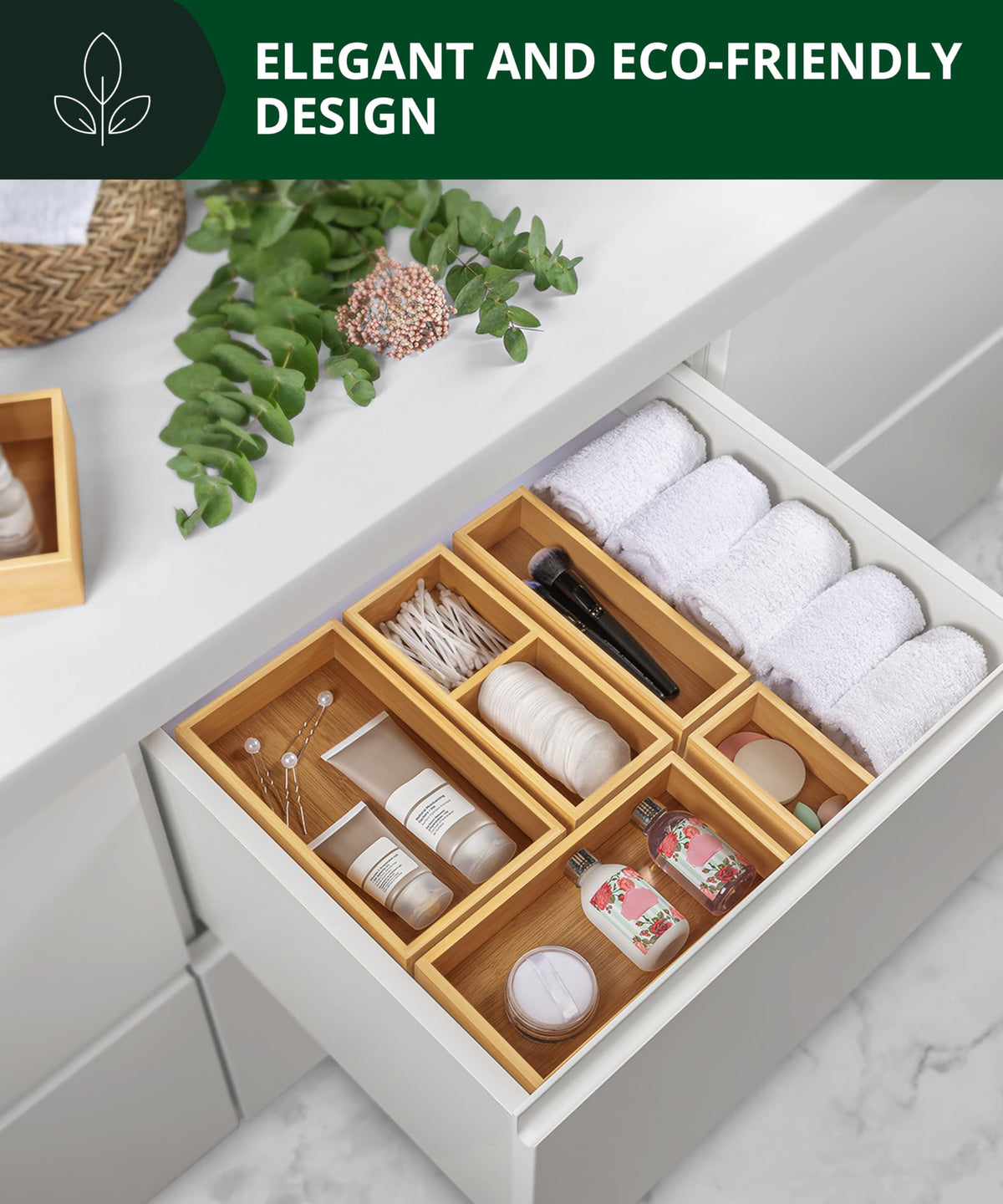5-Piece Bamboo Drawer Organizer Set D60191
