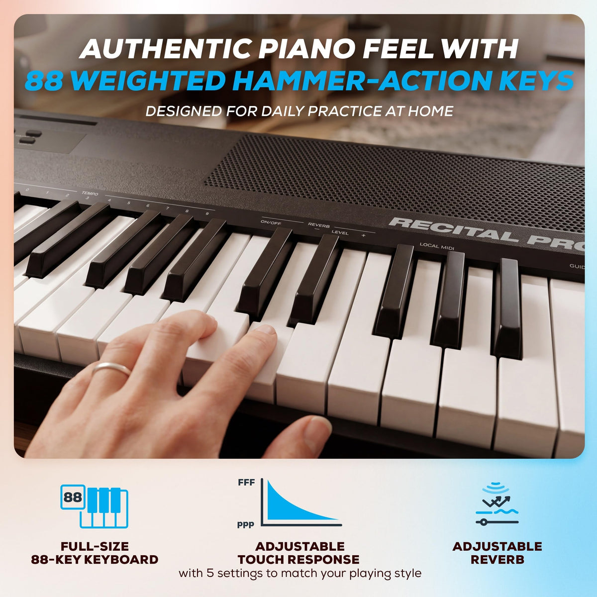 88-Key Weighted Digital Piano with Hammer Action D89101