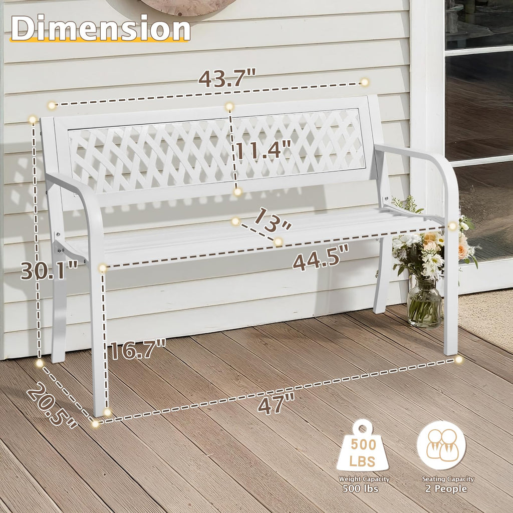 White 2-Person Outdoor Bench P7671