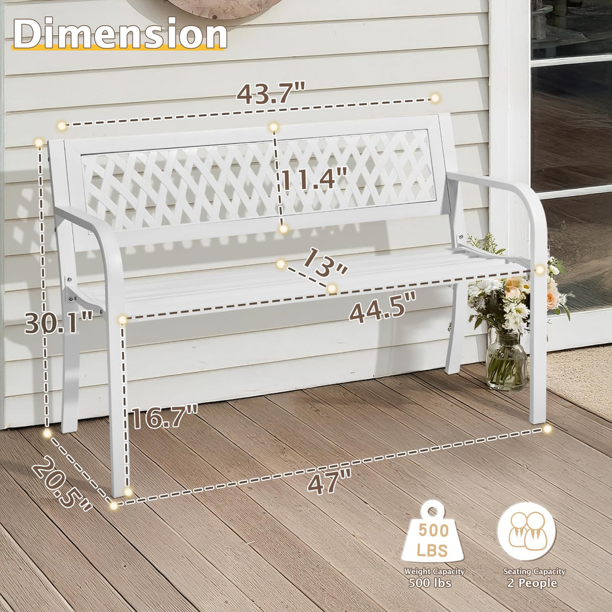 White 2-Person Outdoor Bench P7671