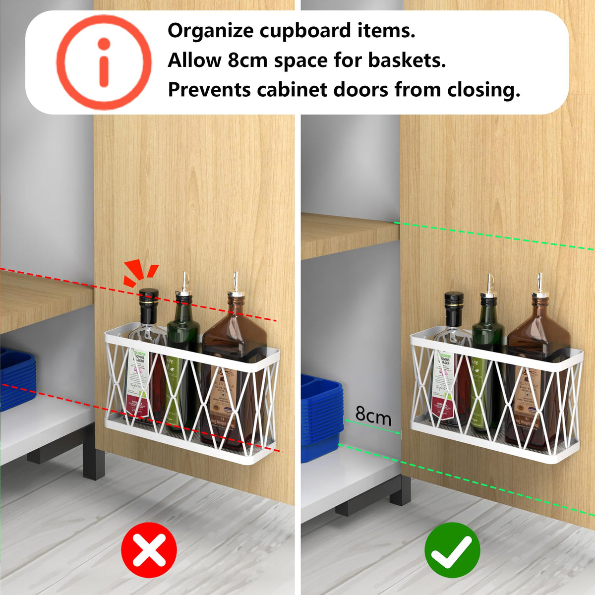 3 Pack White Stainless Steel Adhesive Cabinet Door Organizer H892045