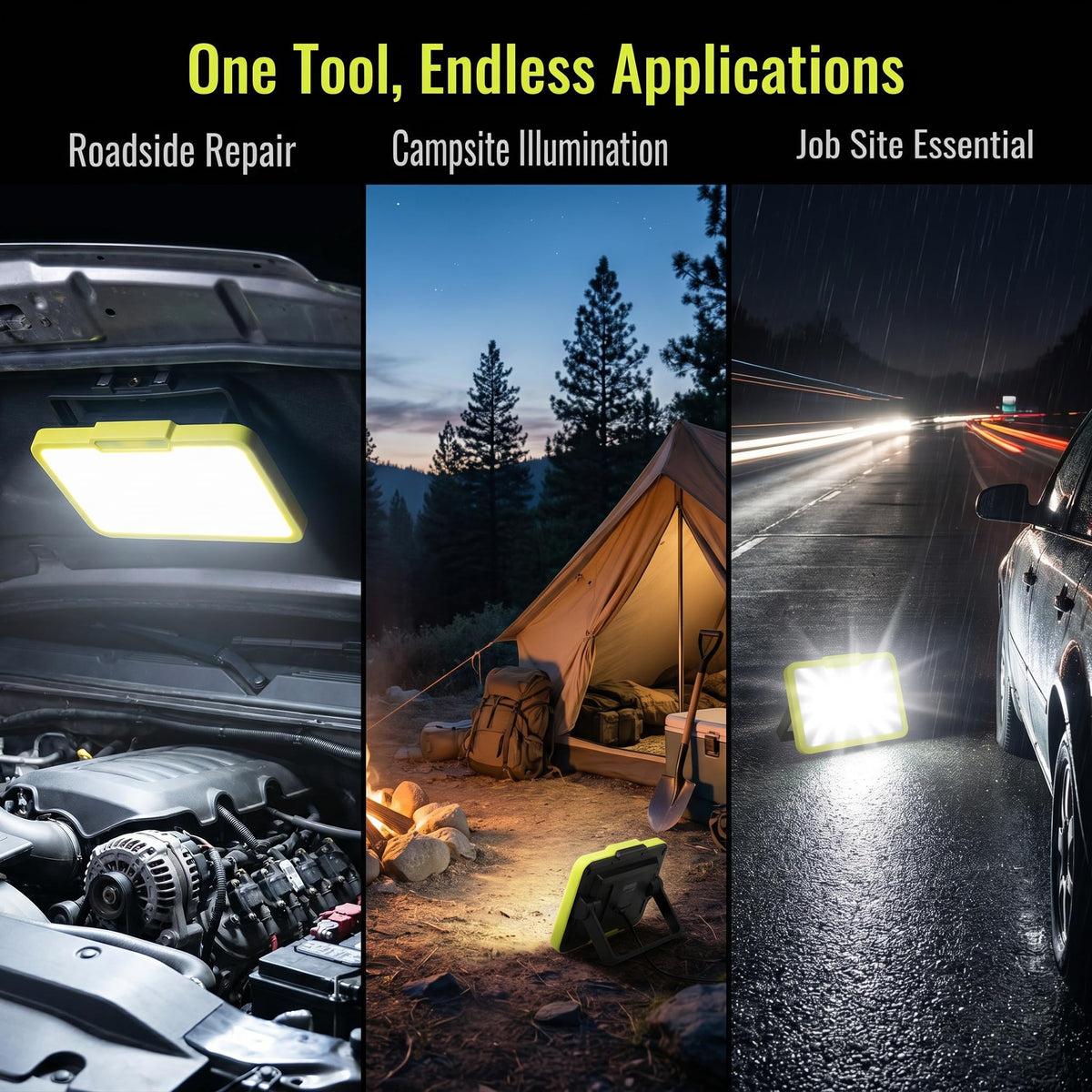 LED Work Light, Rechargeable, 700 LM Magnetic Portable Flood Light with Adjustable Stand, IP54 Waterproof, 3 Lighting Modes with Emergency SOS, 1Pack V62470