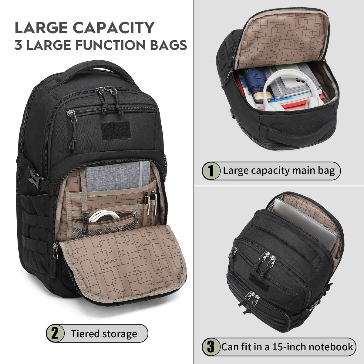 Black Small Tactical Backpack K229