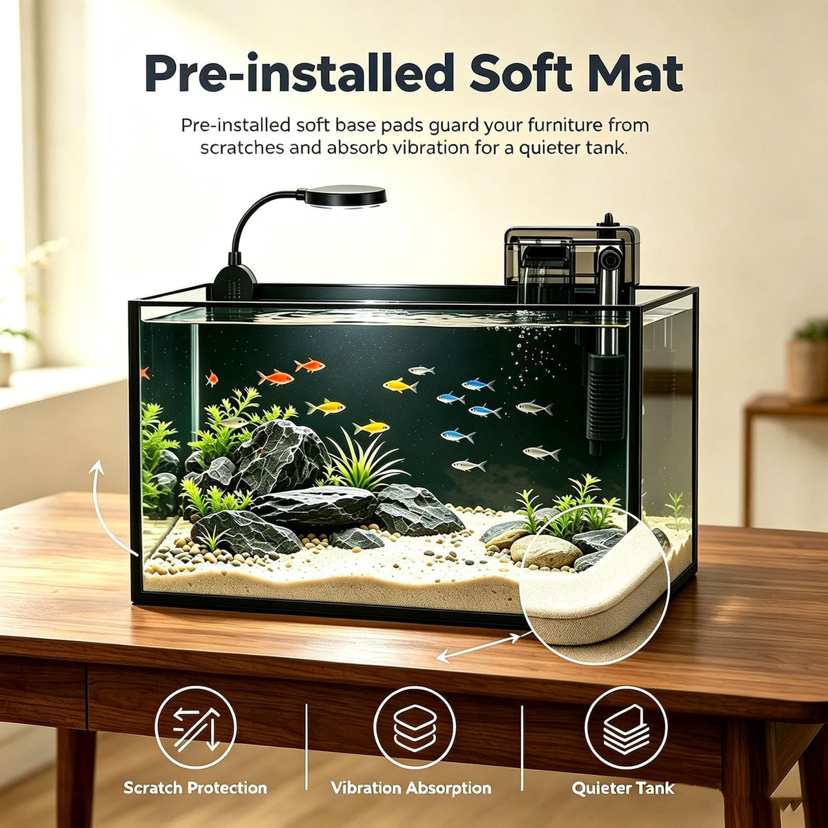 2.8 Gallon Aquarium Starter Kit with LED and Filter Pump E922