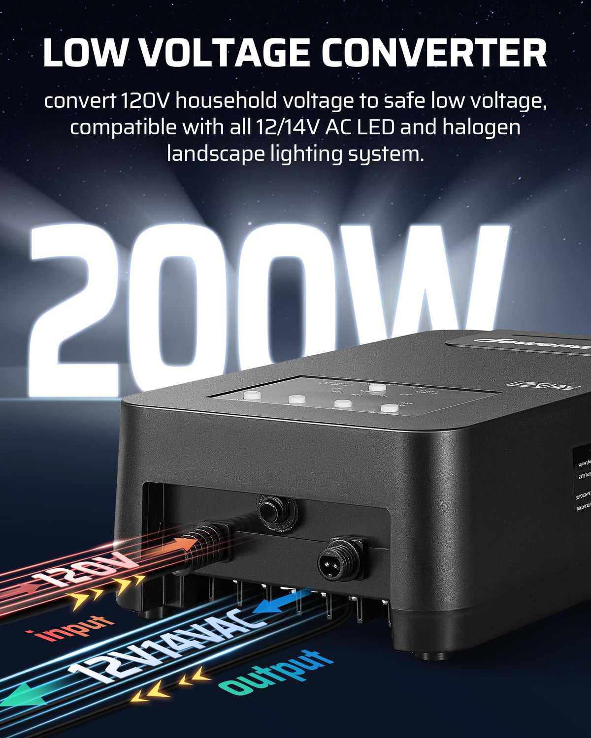 200W Low Voltage Transformer with Photocell Sensor & Timer M883502