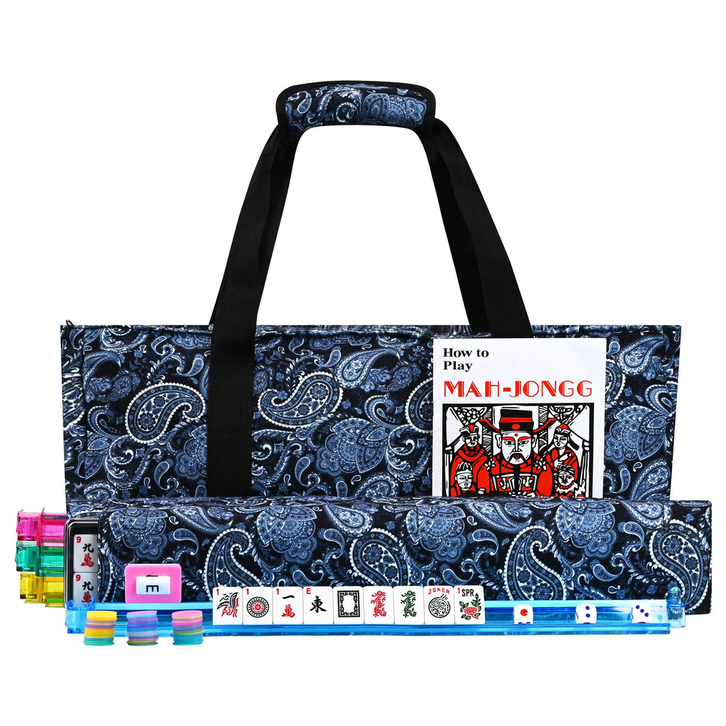166 Tiles Mahjong Game Set with Blue Carrying Bag E436
