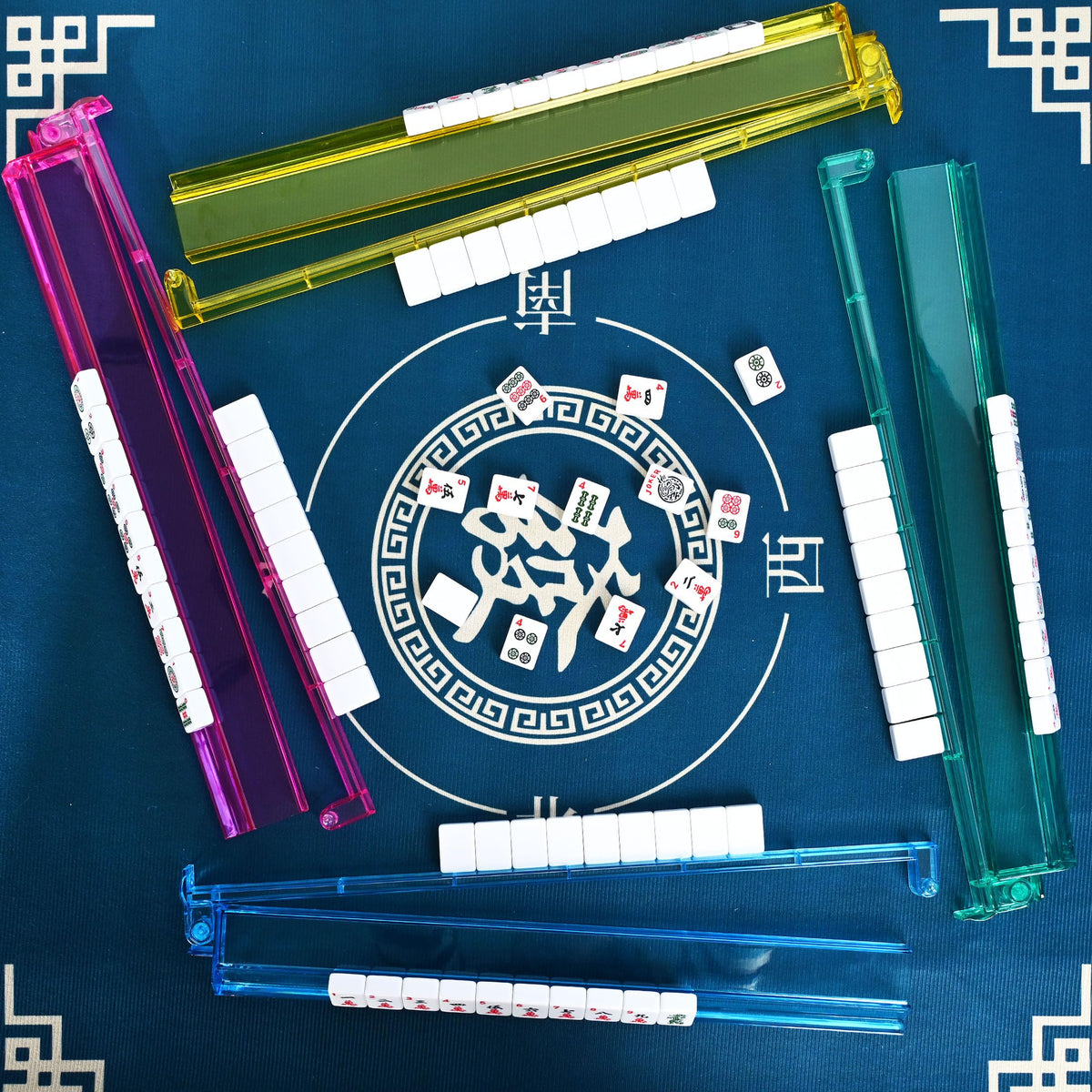 166 Tiles Mahjong Game Set with Blue Carrying Bag E436