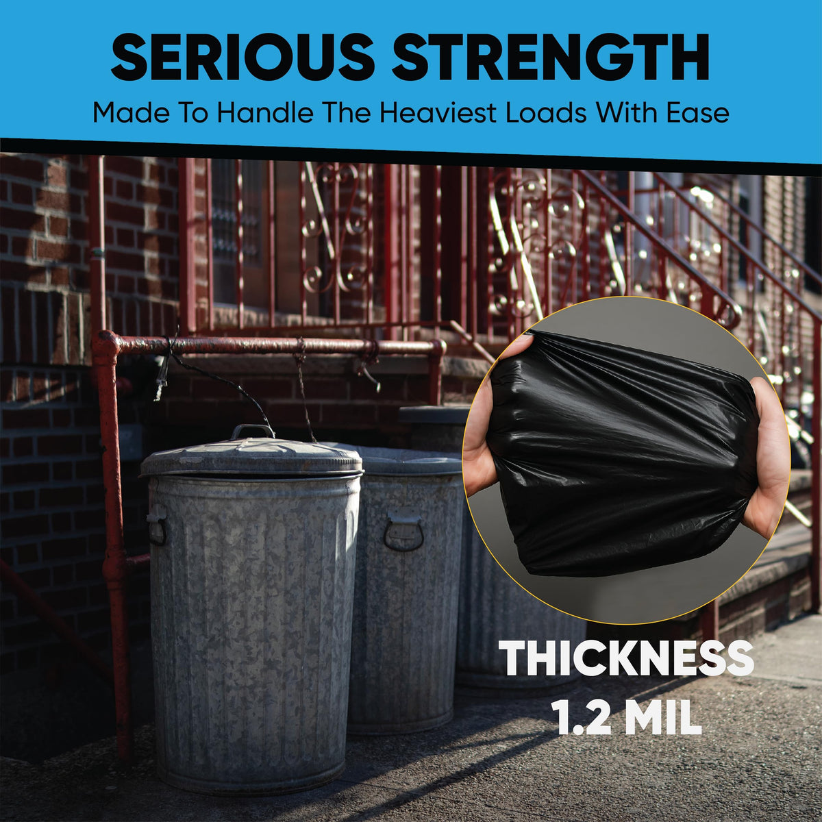 45 Gallon Heavy Duty Black Trash Bags 100 Count W39391
