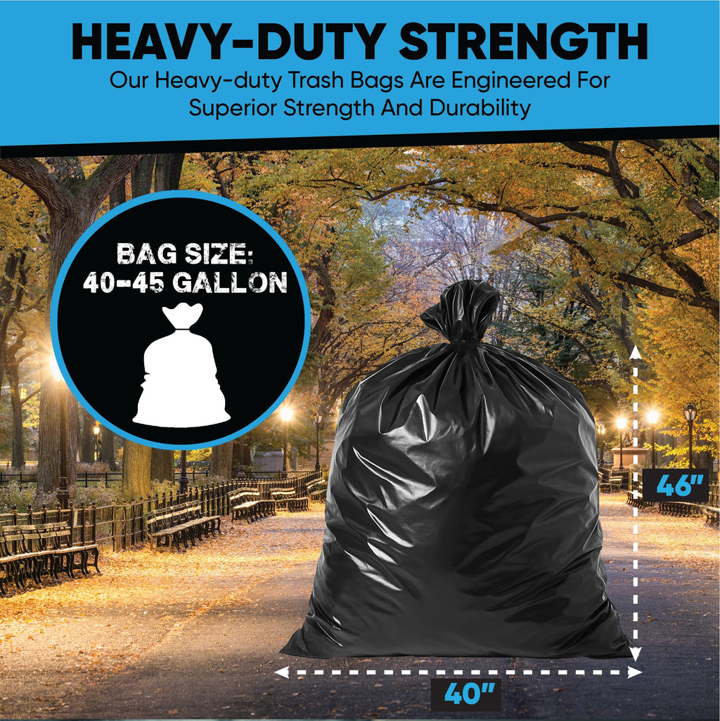 45 Gallon Heavy Duty Black Trash Bags 100 Count W39391