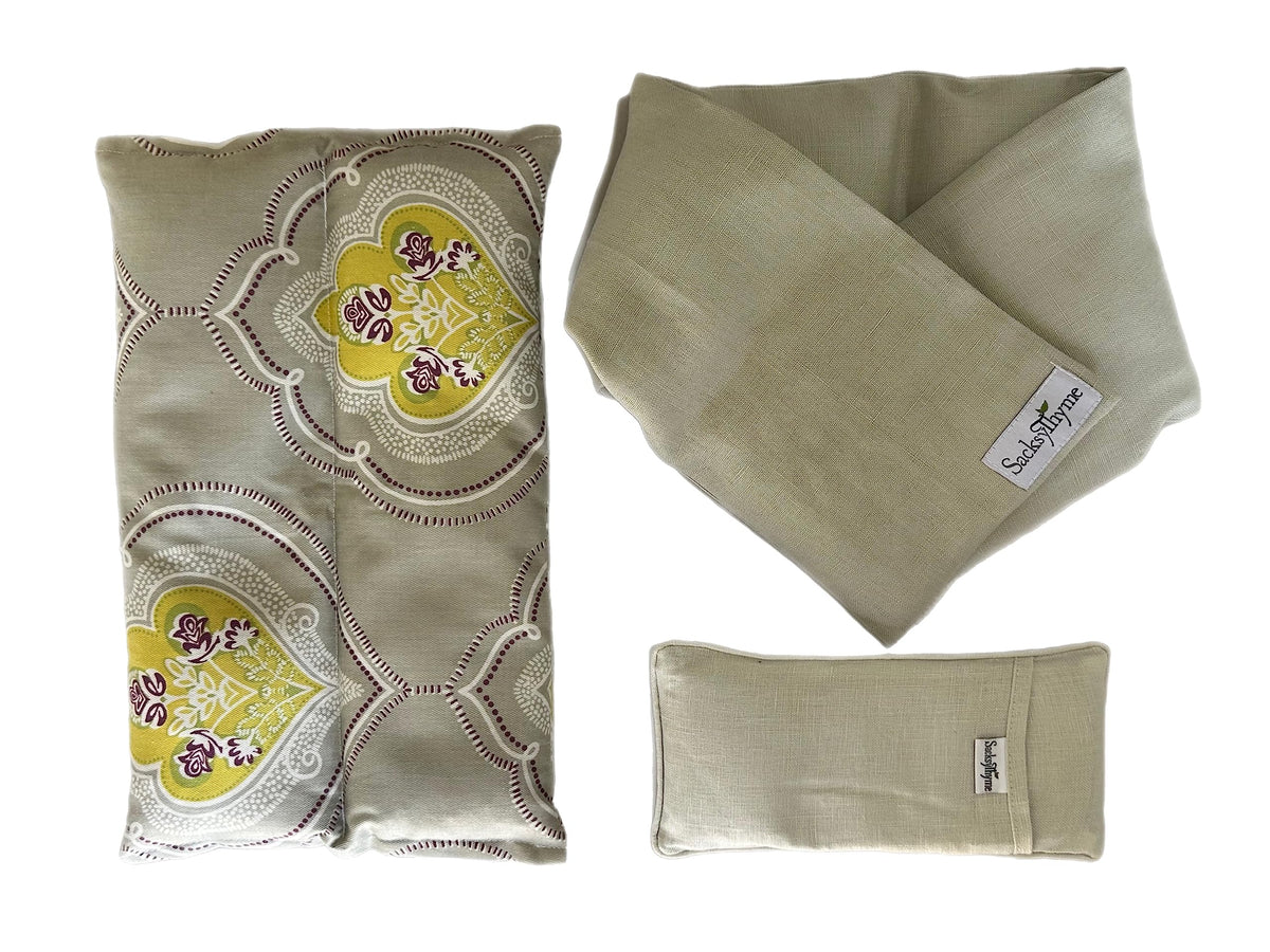 3 Piece Lavender Heating Pad, Linen Neck Wrap & Eye Pillow W1388