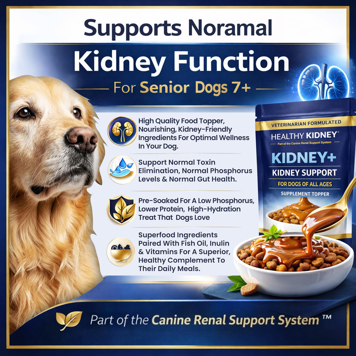 Dog Kidney Support Supplement Food Topper with Omega 3, Prebiotics, Fiber S518630