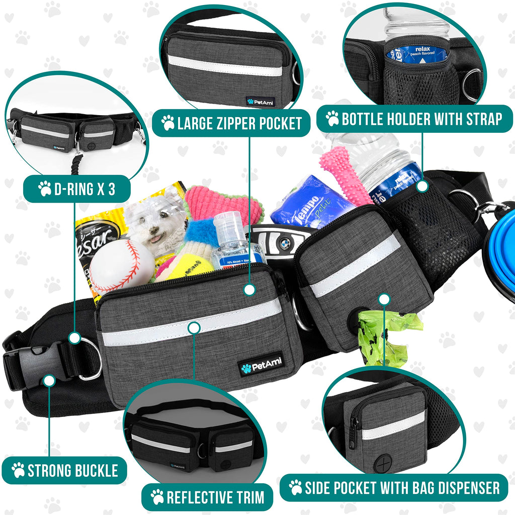 Hands Free Dog Leash with Waist Belt Bag E6713
